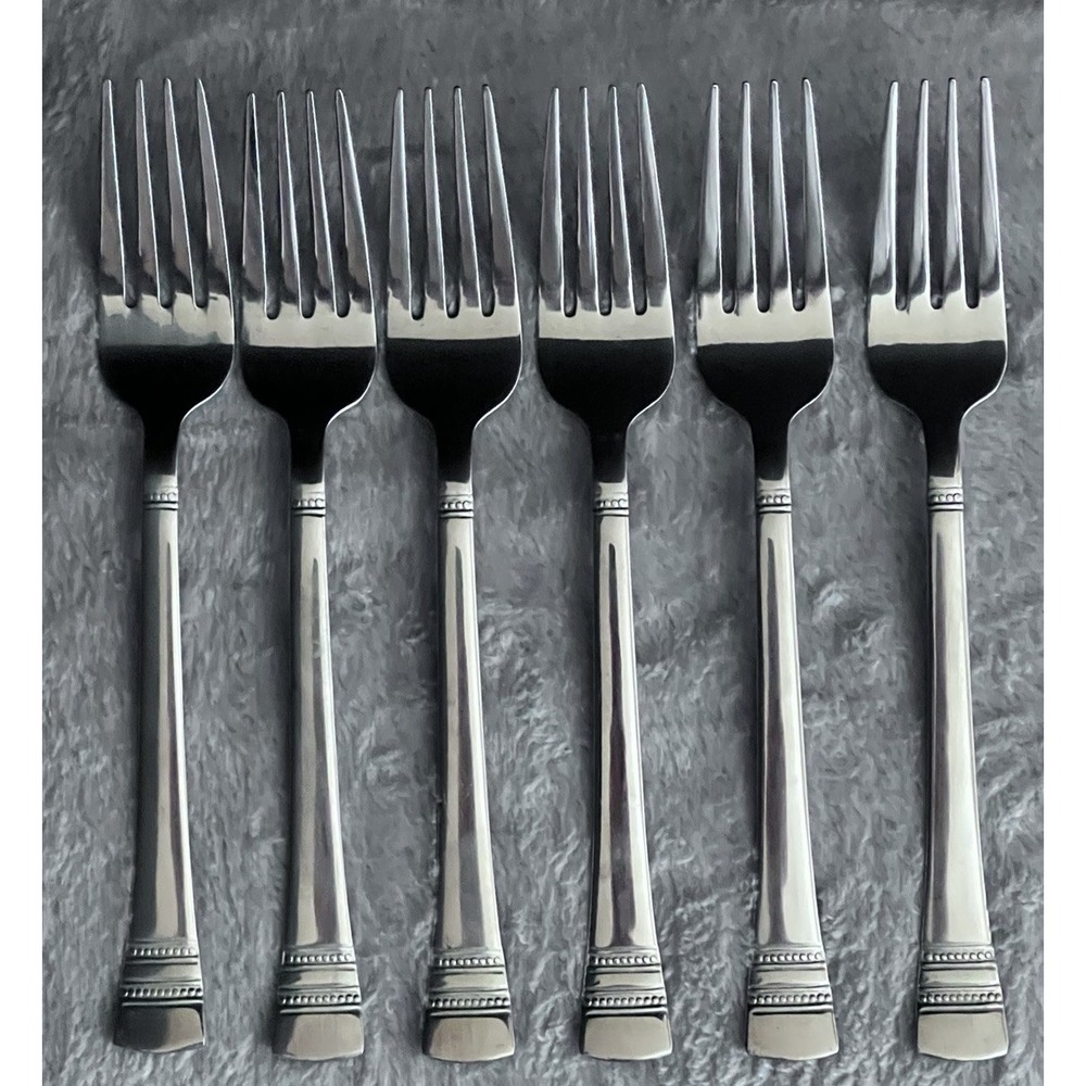 Pfaltzgraff‎ Rope Twist 18/0 Stainless Salad Forks-Set of 6-Braided Band Pattern